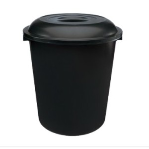 Cestão Fechado Preto Com Tampa Preta  97 Litros